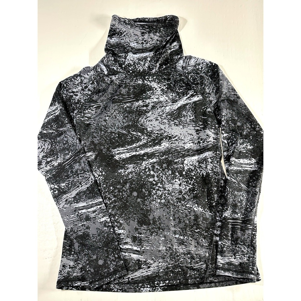 Womens LG Gray Camo Athletic Pullover Long Sleeve Mock Neck Activewear Top Size